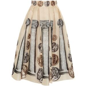 Dolce and Gabbana Beige Ancient Print Silk Organza Skirt